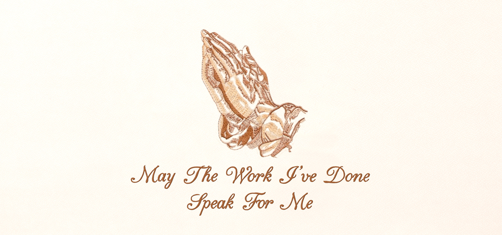 Praying Hands (MAY THE WORK I HAVE DONE) Bronze Rosetan Faux